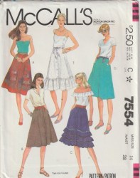 7554 MCCALLS 81 FLARE ELASTIC WAIST SKIRTS, BORDER PRINT, RUFFLE OR NOT PATTERN 10; 12